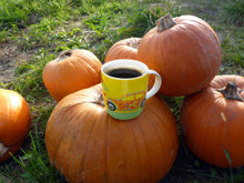 Load image into Gallery viewer, VW Beetle Coffee Mug - "Love That Bug" Yellow/Green Flower
