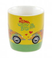 Load image into Gallery viewer, VW Beetle Coffee Mug - "Love That Bug" Yellow/Green Flower