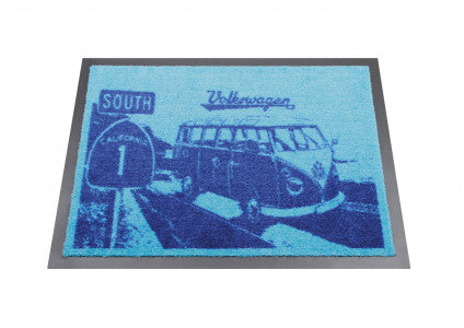 VW Type 1 Bus Doormat - Highway 1 / Blue